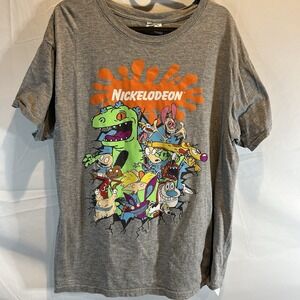 Vintage M Nickelodeon‎ Nicktoons Gray T Shirt Pro Weight 90's Y2K Adult Medium